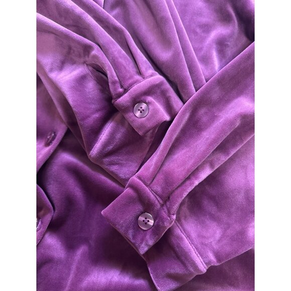 Woman Within Velour Button Up Tunic Shirt Size 18/20 Large Long Sleeve Stretch - Picture 8 of 11